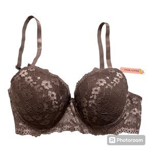 Pink Lover Print T-shirt bra 38C NWT